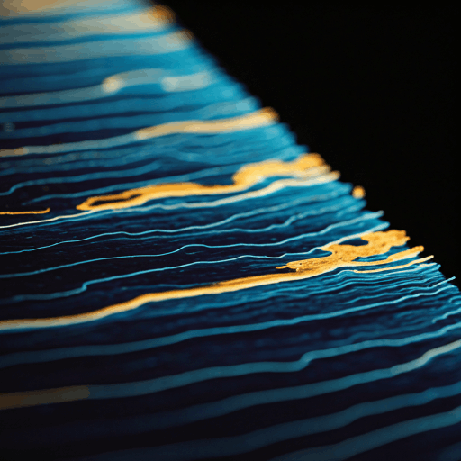 Macro close-up of a high-tech sonar display showing detailed seabed topography in shades of blue and gold